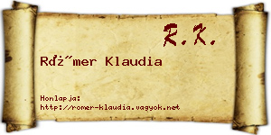 Römer Klaudia névjegykártya