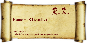 Römer Klaudia névjegykártya